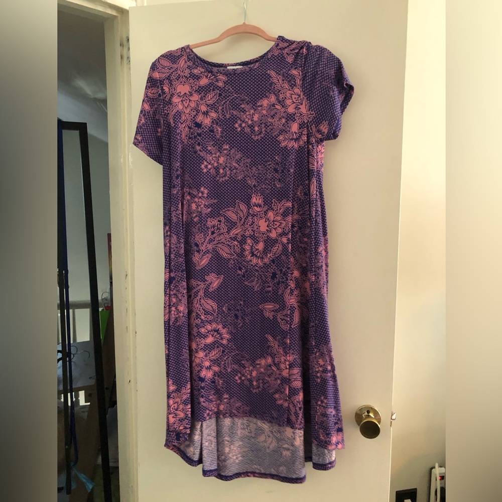 Lularoe EUC M Carly Dress Pink and Purply-Blue